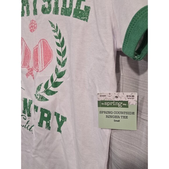 Tshirt Pickle Ball Courtside Country White Green Women SMALL Hobby Lobby Spring - Picture 6 of 6